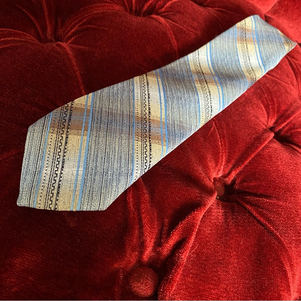 Golden Clasp by Prince Consort Blue and Tan Tie